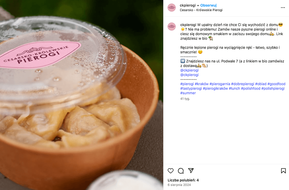 Najlepsze pierogi w Krakowie - propozycja podania pierogów na wynos Najlepsze pierogi w Krakowie - propozycja pierogarni Cesarsko-Królewskie Pierogi