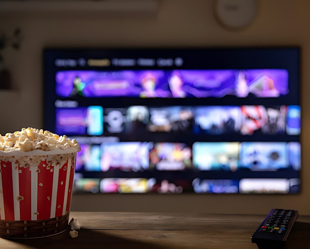 Filmy o Krakowie - telewizor i popcorn