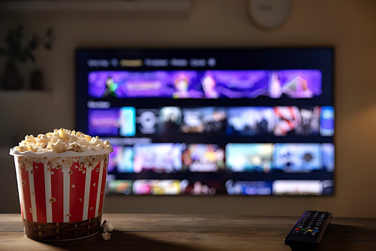 Filmy o Krakowie - telewizor i popcorn