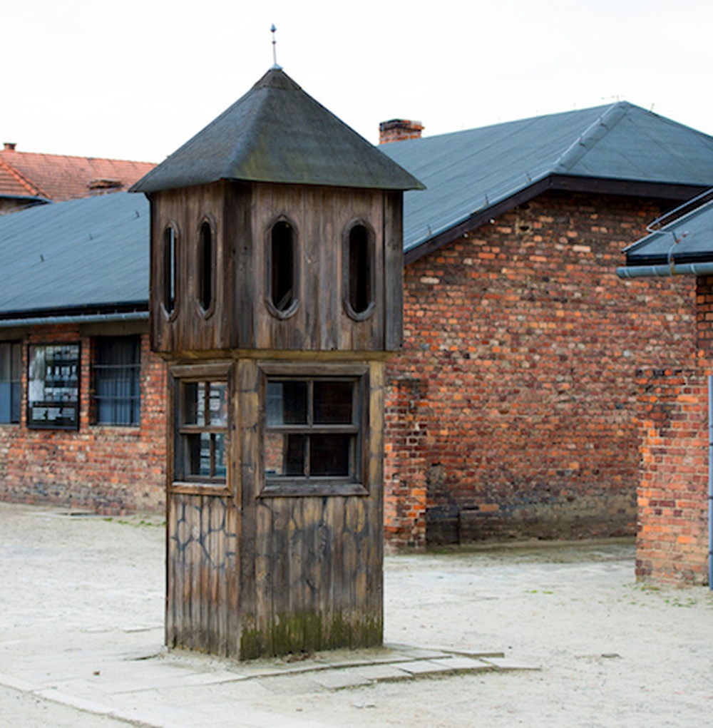 Wieża strażnicza w obozie Auschwitz Posterunek strażnika Auschwitz