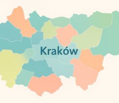 dzielnice Krakowa - podzielona mapa na 18 części