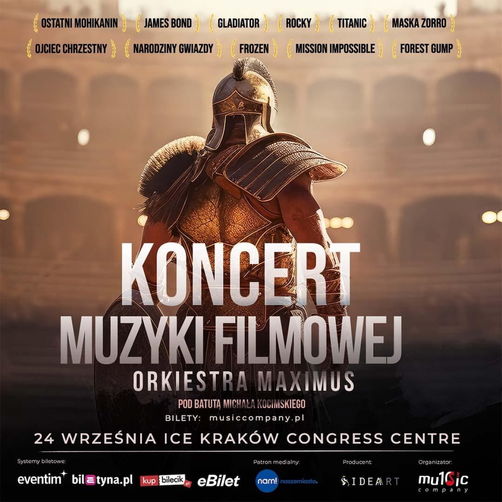 plakat koncertu muzyki filmowej w Krakowie 
