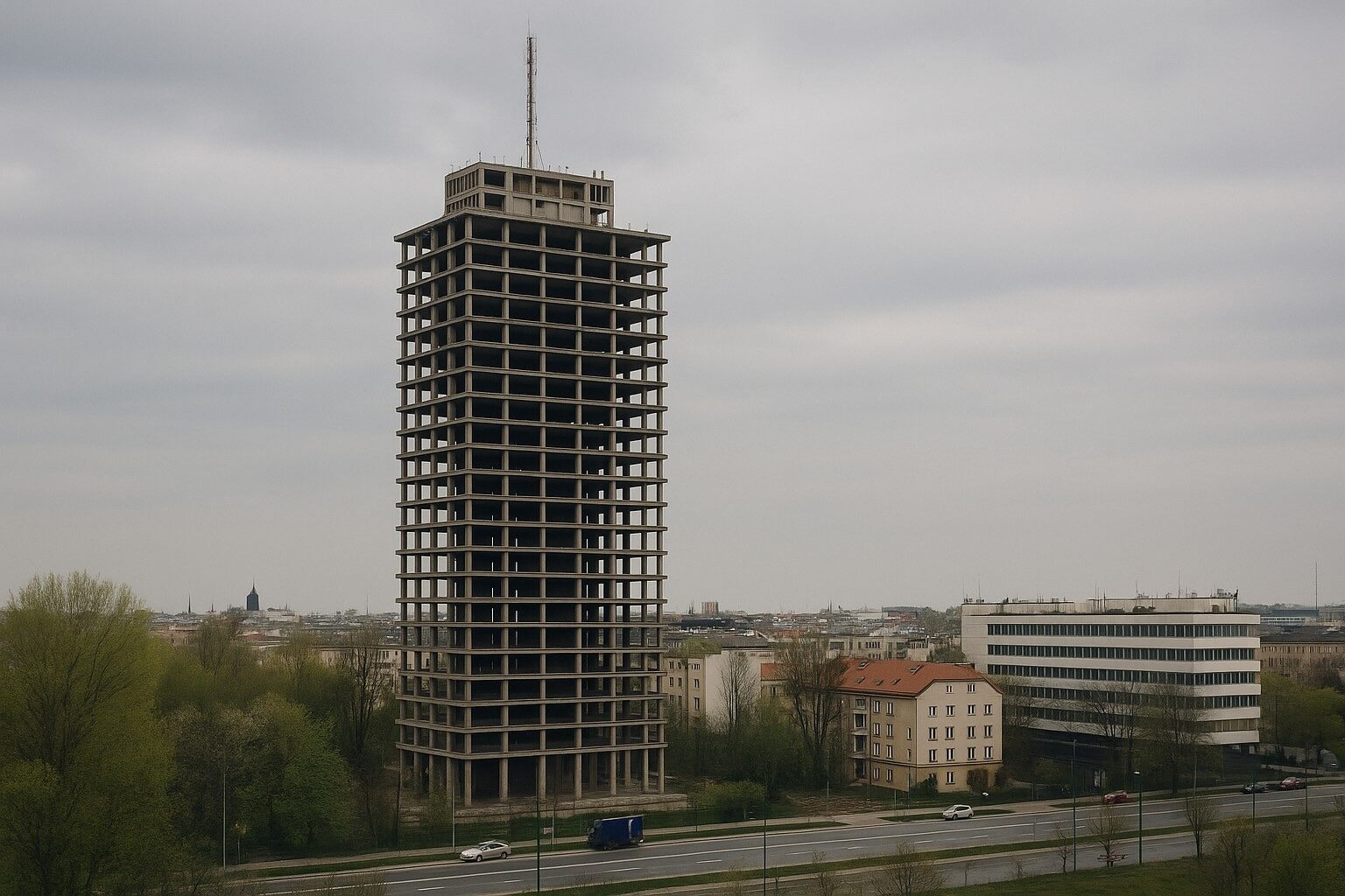 szkieletor Kraków - niedokończony budynek