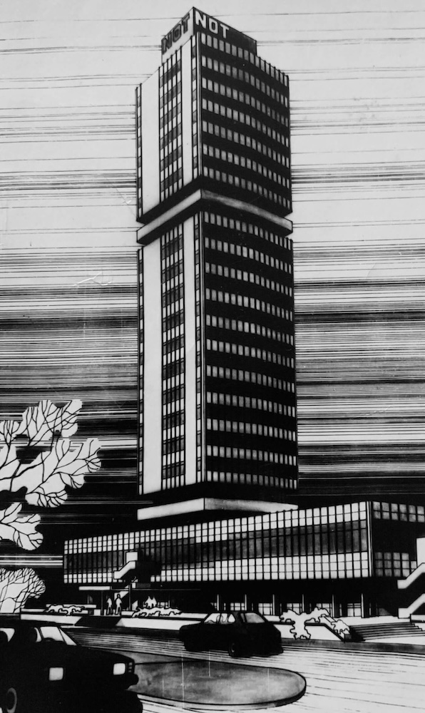szkieletor Kraków - rysunek projektowy szkieletor Kraków - czarno-biały projekt