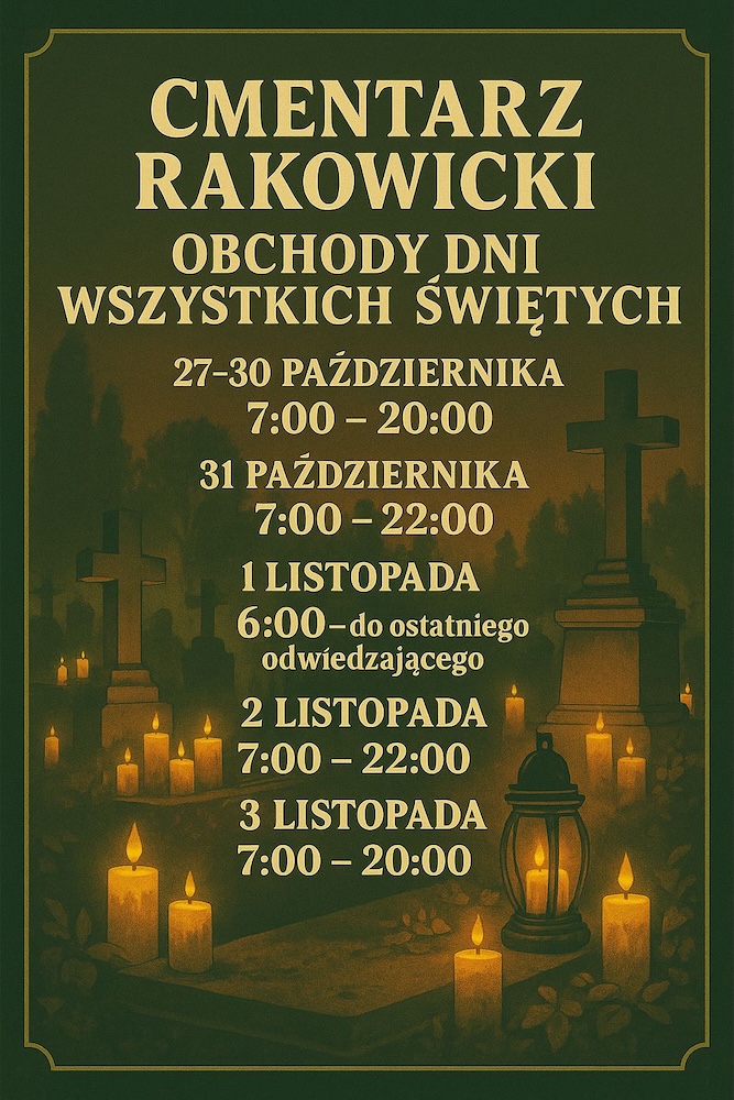 cmentarz rakowicki - godziny otwarcia w święto wszystkich świętych cmentarz rakowicki - godziny otwarcia w dniu wszystkich świętych