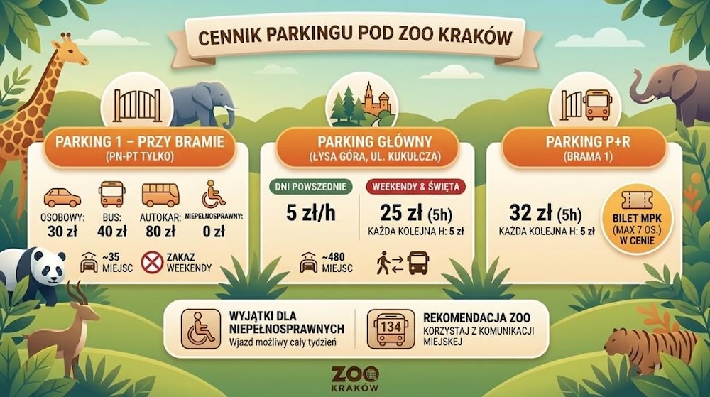 zoo kraków - cennik za parkowanie 