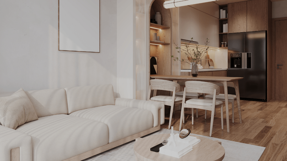 kuchnia w salonie w bloku 